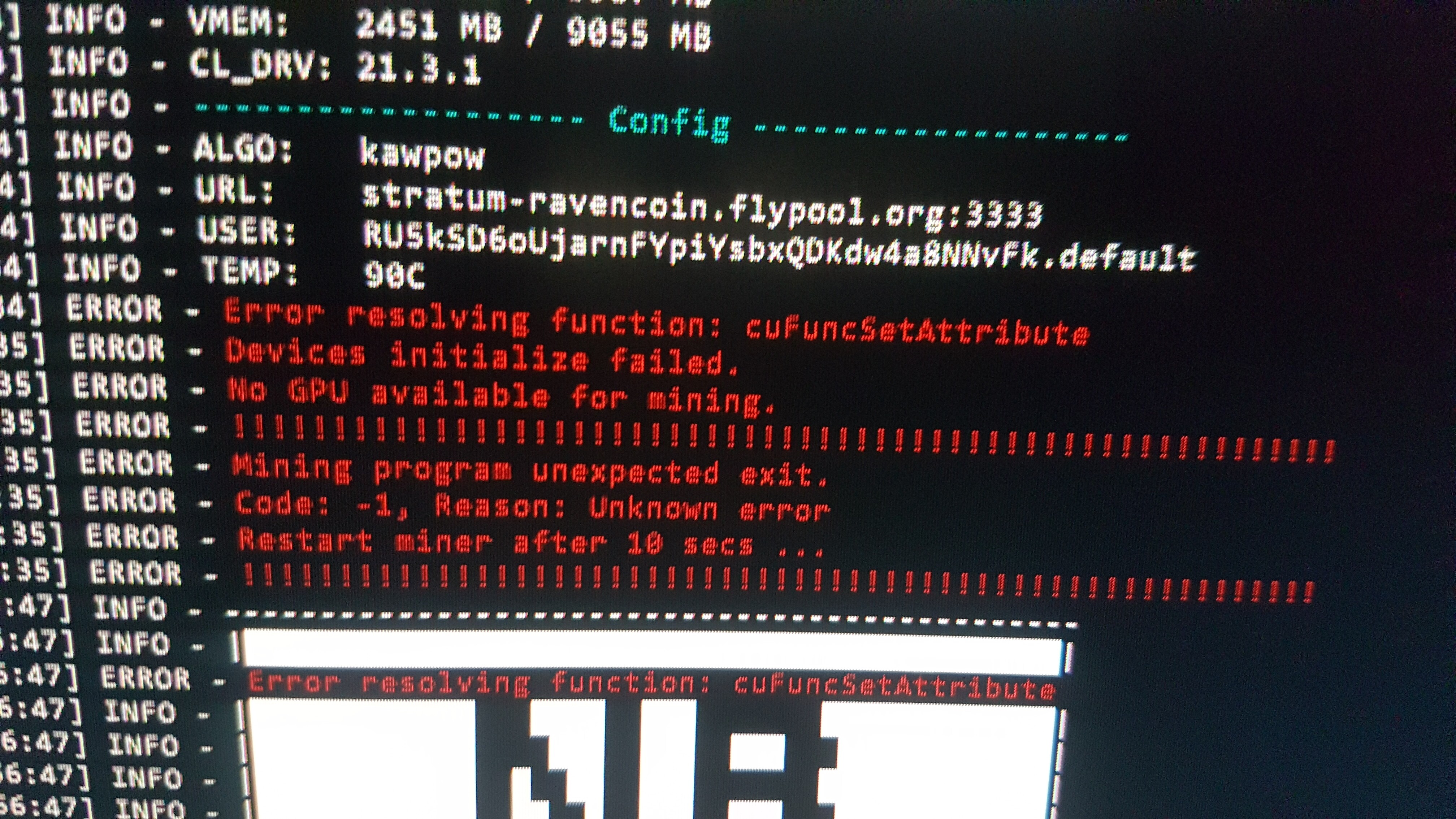 Gpu 1 failed. Gpu 1 failed