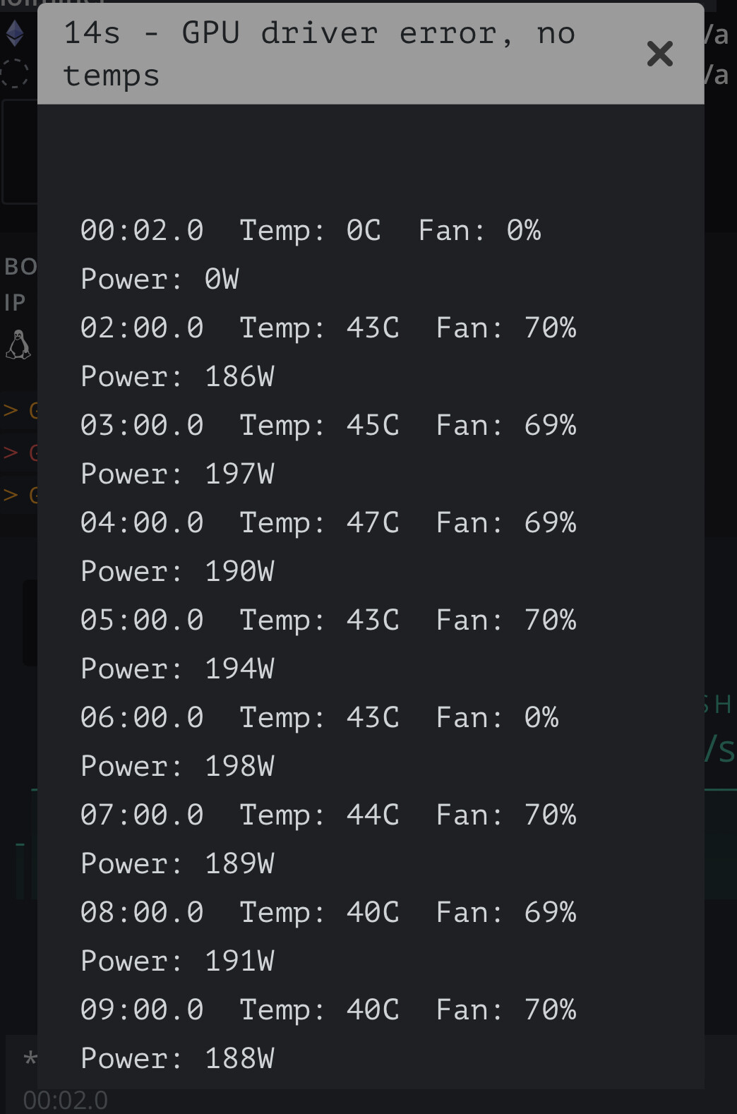 Gpu driver error no temps hive os как исправить